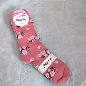 Mamia Rose Pink Floral Crew Socks